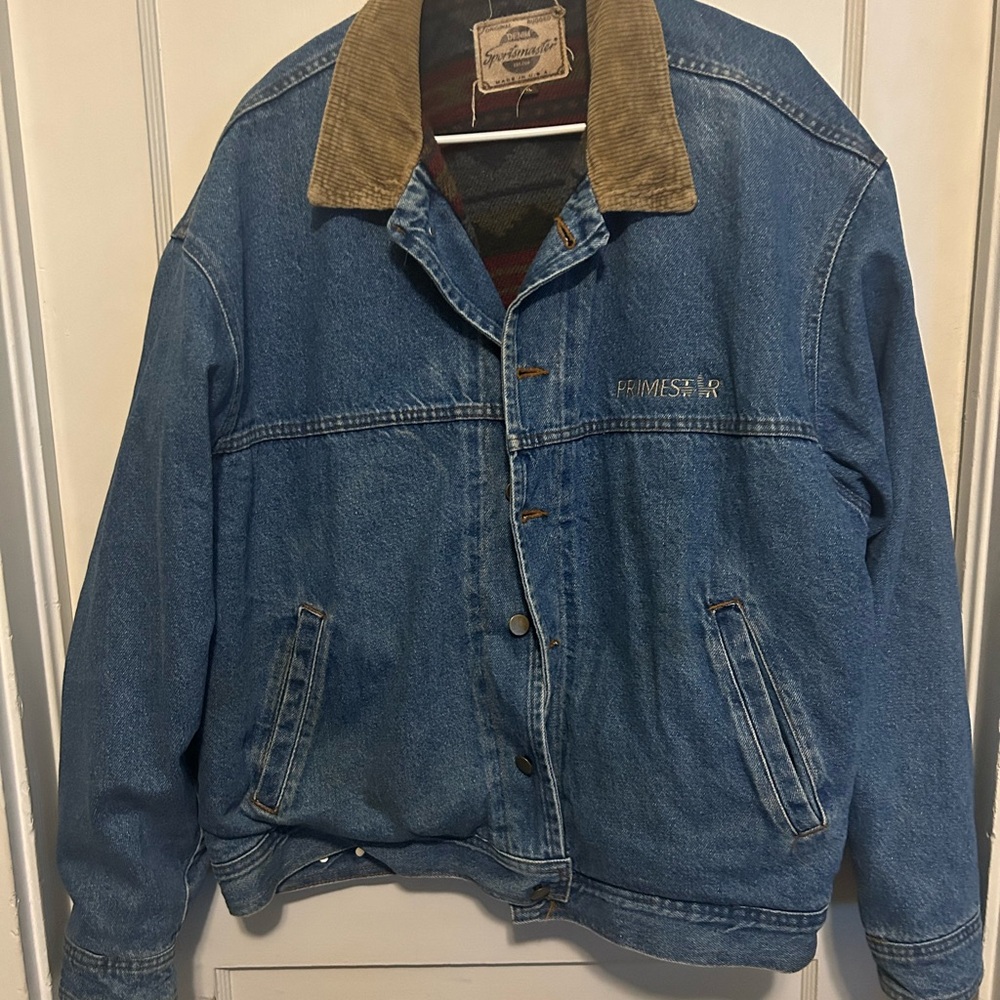 Vintage Blue Denim Sportsmasrer Jacket with Brown Collar